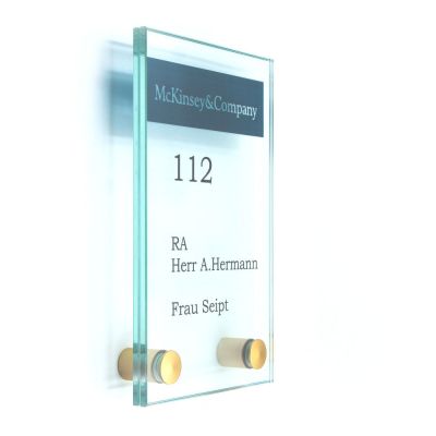 Türschild VITRUM B , Glasschild, Büroschild, 160 100 mm